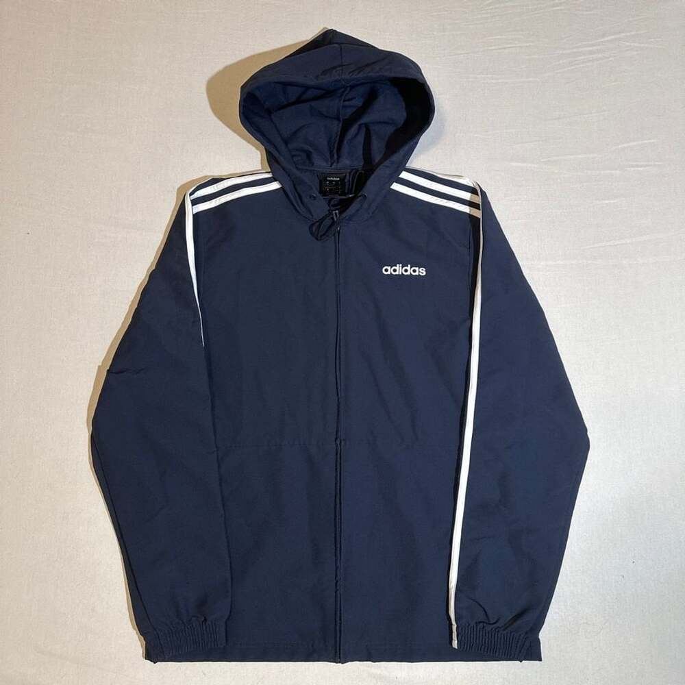 Adidas Essentials 3-Stripes Navy White Windbreaker Size S
